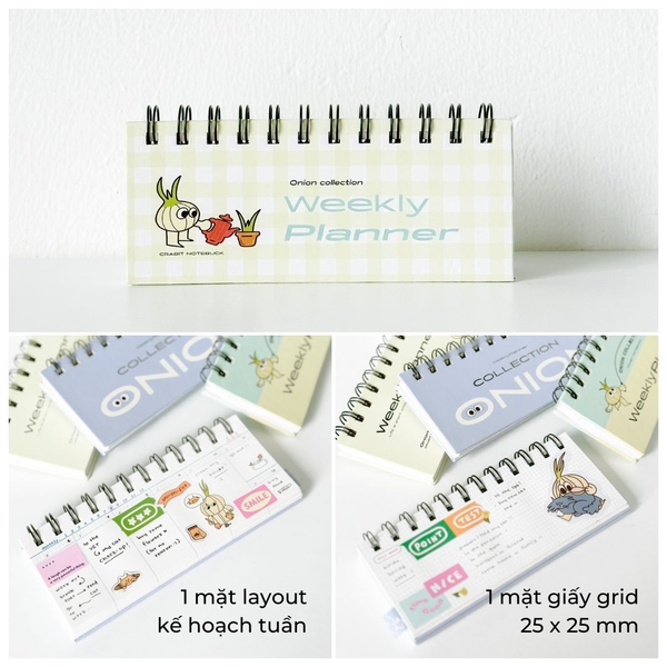 Sổ lịch tuần lò xo mini - Onion Hành tưới cây