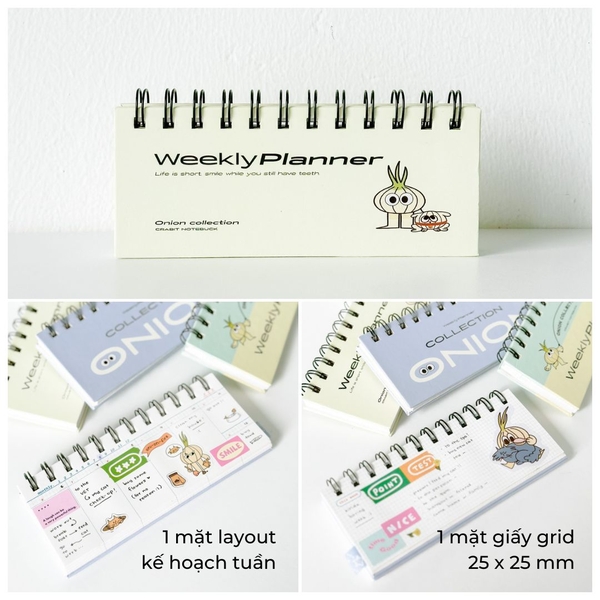 Sổ lịch tuần lò xo mini - Onion Hành và Pet