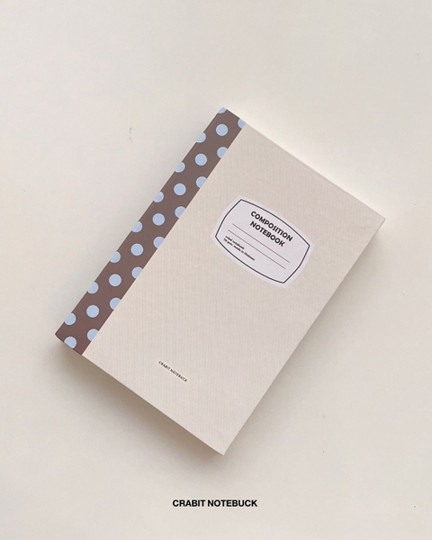 Vở kẻ ngang 200 trang Composition bìa cứng tặng kèm sticker Chấm bi Be