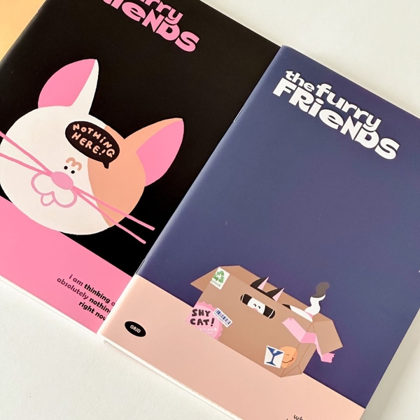 Vở grid caro 120 trang Crabit x SGT - The Furry Friends - Mèo Béo - Xanh đen