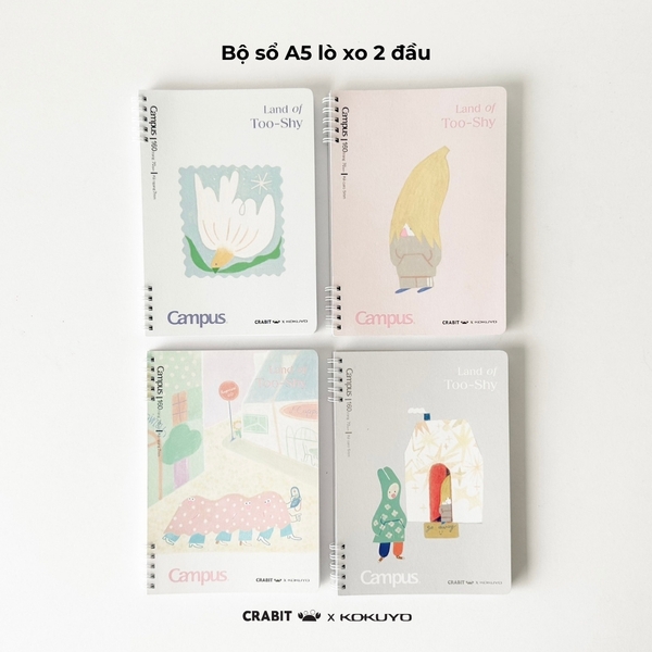 Sổ lò xo A5 grid 160 trang Bananeet - Crabit x Kokuyo - Land of Too-Shy