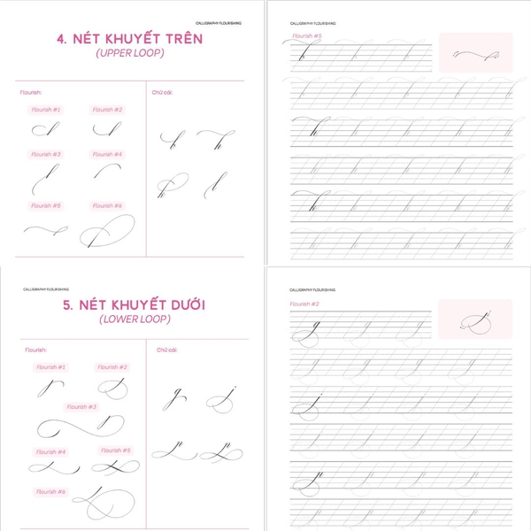 Sách luyện viết Flourish Calligraphy Crabit dành cho người mới bắt đầu