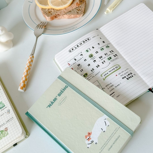 Sổ kẻ ngang 120 trang 100gsm - "Nàm" Biếng Mèo trắng
