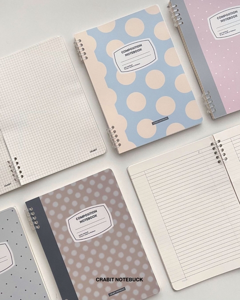 Vở grid caro 160 trang còng 2 đầu 70gsm 160 trang Chấm bi - Hồng