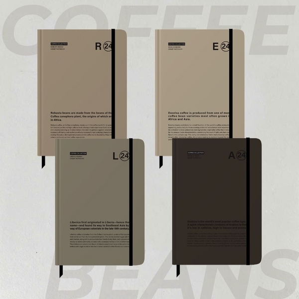 Sổ tay A5 grid 130gsm Crabit Coffee Beans - Liberica