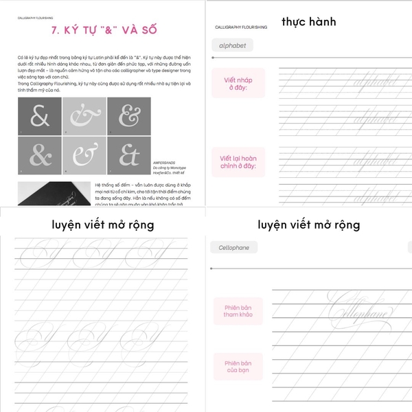 Sách luyện viết Flourish Calligraphy Crabit dành cho người mới bắt đầu