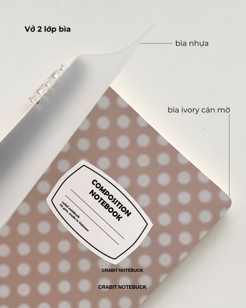 Vở kẻ ngang còng 2 đầu 70gsm 160 trang Chấm bi - Nâu