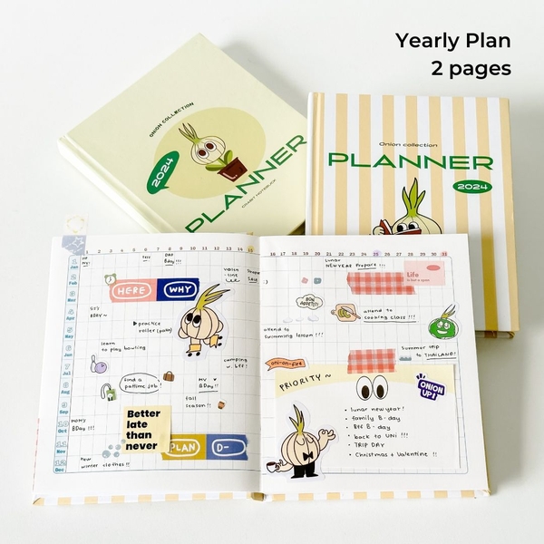 Sổ lịch Planner 2024 12 tháng - Onion Hành trơn