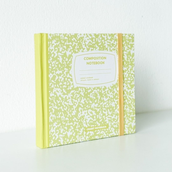 Sổ dot khổ vuông 140 trang 130gsm tặng kèm sticker Composition Collection - Vàng chanh Lime