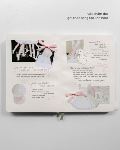 Sổ tay scrapbook A5 dot 130gsm The Reverie Diary - Thỏ Nơ