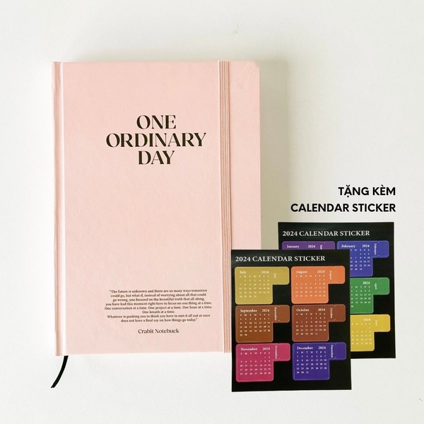 Sổ lịch 2024 planner lập kế hoạch 12 tháng Crabit One Ordinary Day - Pink Pastel [Tặng kèm Sticker Calendar]