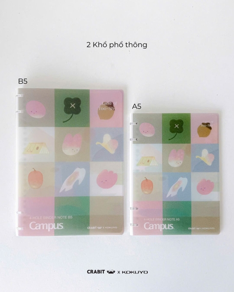 Sổ còng 4 lỗ kẻ ngang A5 80 trang Crabit x Kokuyo Land of Too-shy 2 - Cư dân