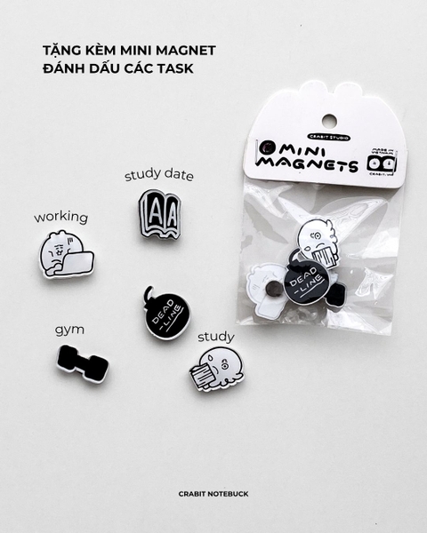 Lịch decor bảng lịch nam châm Chăm chỉ kèm nam châm mini