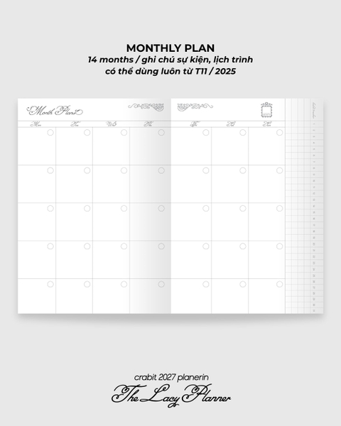 Sổ Planner 2027 14 tháng Framework Lacy Planner Xanh