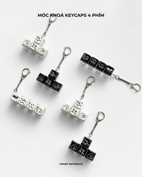 Móc khoá keycaps 4 phím Chăm chỉ