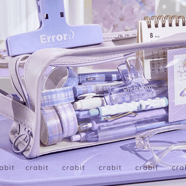 Túi đựng bút trong suốt cỡ lớn màu trơn