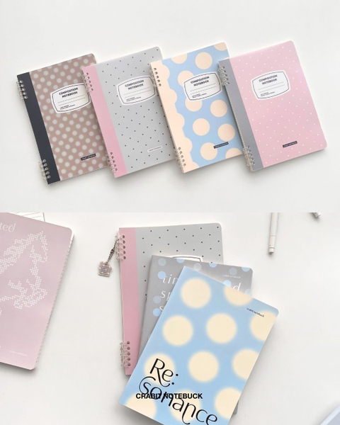 Vở grid caro 160 trang còng 2 đầu 70gsm 160 trang Chấm bi - Hồng