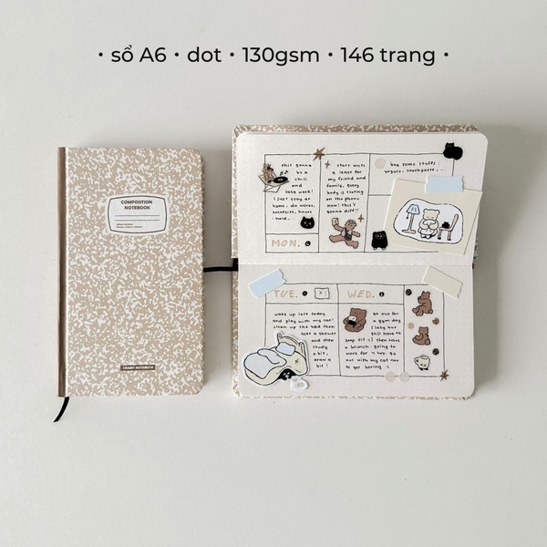 Sổ dot handy 140 trang 130gsm Crabit Composition Collection