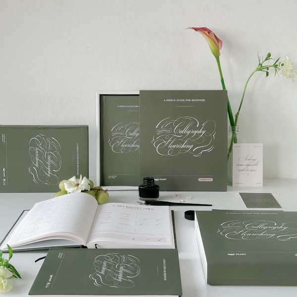Sách luyện viết Flourish Calligraphy Crabit dành cho người mới bắt đầu