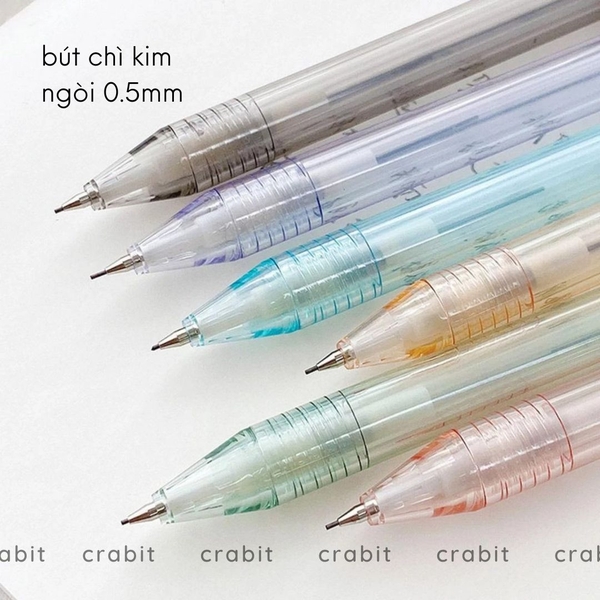 Bút chì kim dạng bấm thân trong suốt màu pastel