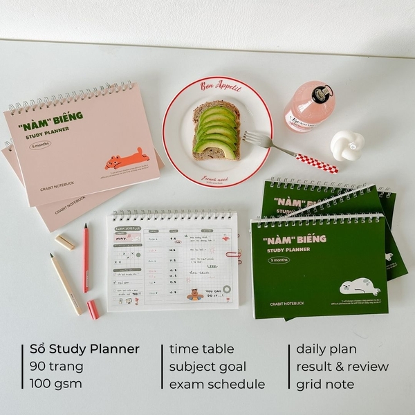 Sổ kế hoạch hoc tập Study Planner - "Nàm" Biếng Hồng