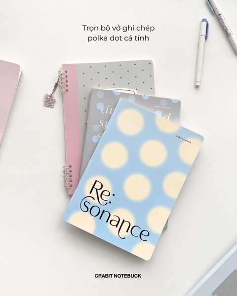 Vở grid caro 160 trang còng 2 đầu 70gsm 160 trang Chấm bi - Hồng