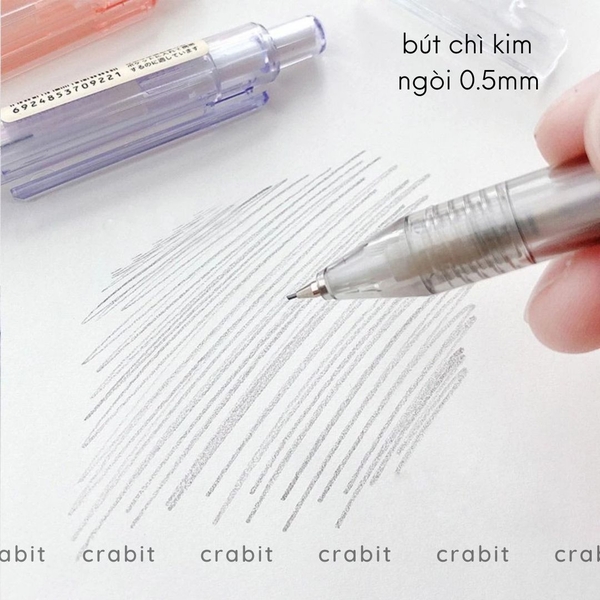 Bút chì kim dạng bấm thân trong suốt màu pastel