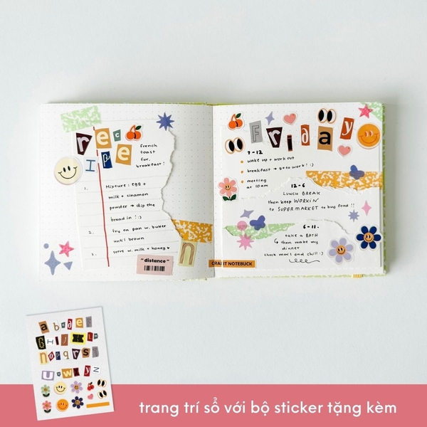 Sổ dot khổ vuông 140 trang 130gsm tặng kèm sticker Composition Collection - Vàng chanh Lime