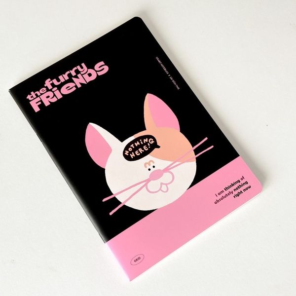 Vở grid caro 120 trang Crabit x SGT - The Furry Friends - Miu - Hồng đen