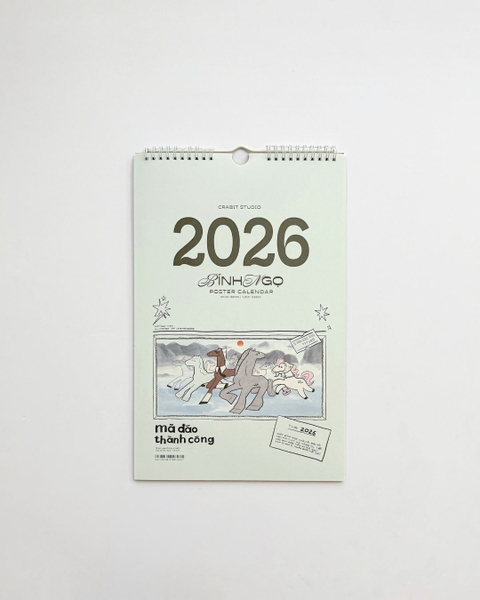 Lịch 2026 Con Ngựa lò xo treo tường Crabit - Mã Đáo Thành Công