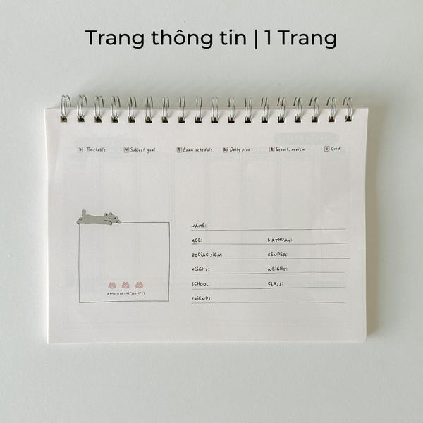 Sổ kế hoạch hoc tập Study Planner - "Nàm" Biếng Xanh lá