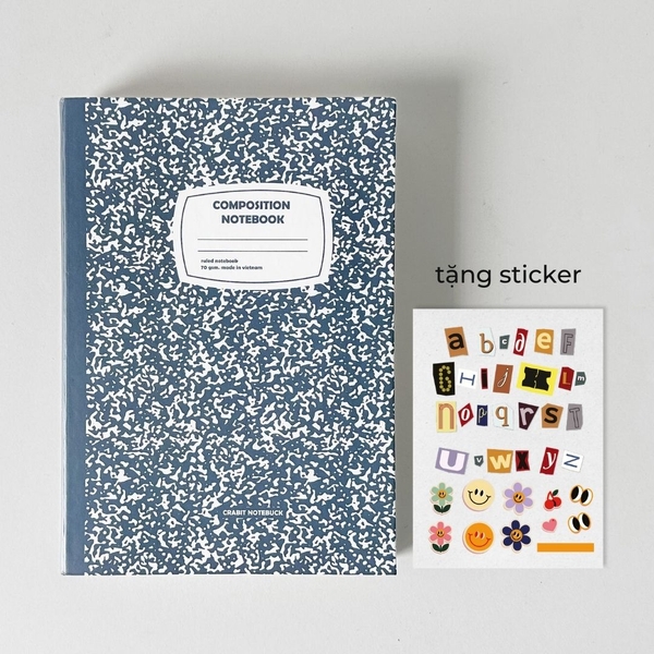 Vở kẻ ngang 500 trang tặng kèm sticker Composition Collection - Xanh Teal