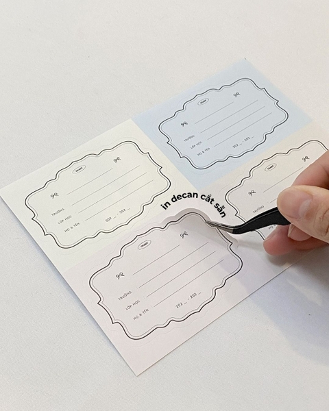 Tập 16 nhãn vở in sẵn tên môn học - Nơ trắng