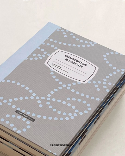 Vở kẻ ngang 200 trang Composition bìa cứng tặng kèm sticker Chấm bi Xanh Xám