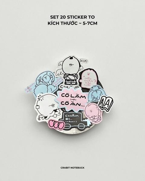 Set 10 miếng Sticker Mini Chăm chỉ - Set Chăm đi