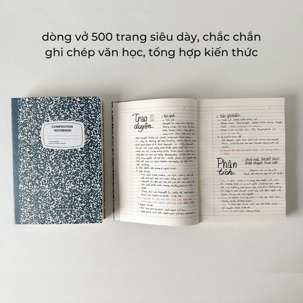 Vở kẻ ngang 500 trang tặng kèm sticker Composition Collection - Xanh Teal