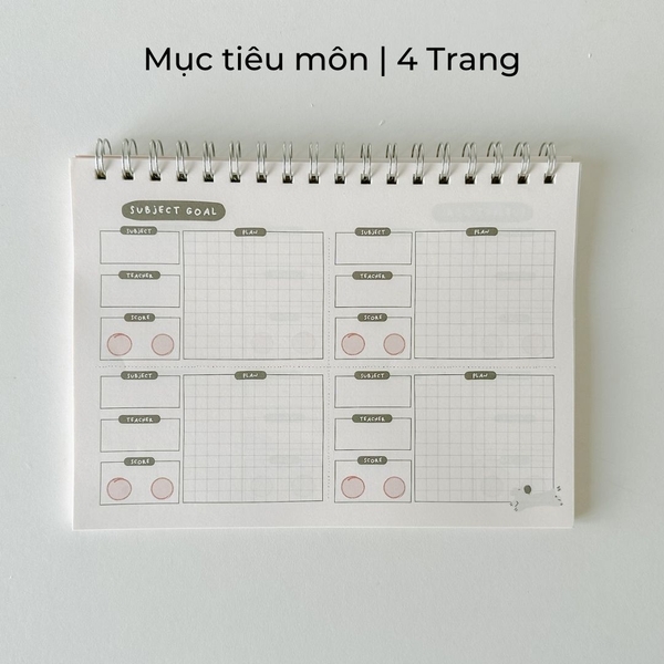 Sổ kế hoạch hoc tập Study Planner - "Nàm" Biếng Xanh lá