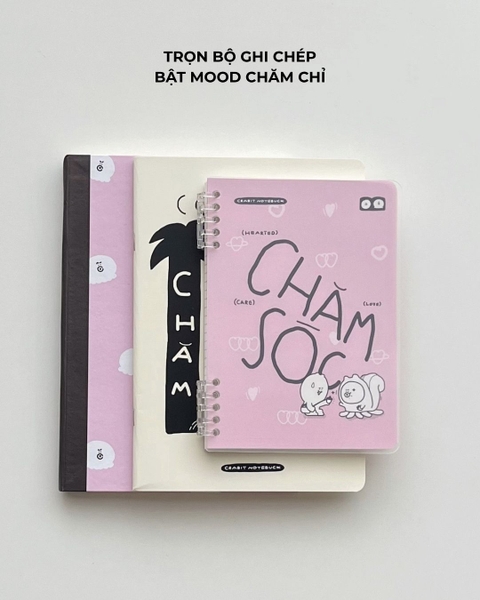 Vở bìa cứng kẻ ngang 300 trang 70gsm Chăm chỉ Hồng