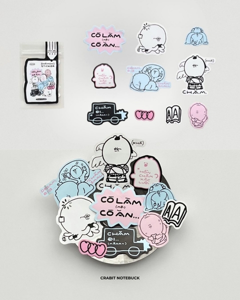 Set 10 miếng Sticker Mini Chăm chỉ - Set Chăm đi