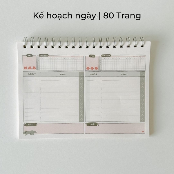 Sổ kế hoạch hoc tập Study Planner - "Nàm" Biếng Xanh lá