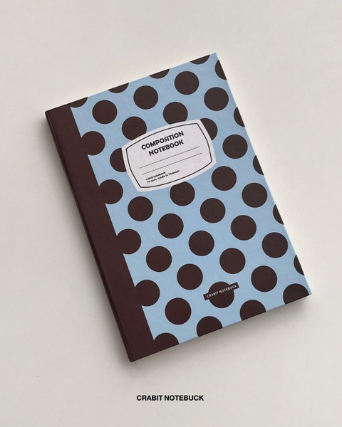 Vở kẻ ngang 200 trang Composition bìa cứng tặng kèm sticker Chấm bi Xanh Nâu