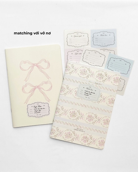 Tập 16 nhãn vở in sẵn tên môn học - Nơ trắng