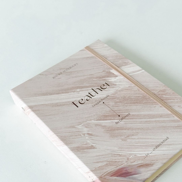 Sổ còng sắt bìa cứng A5 6 lỗ Feather Vệt màu Be