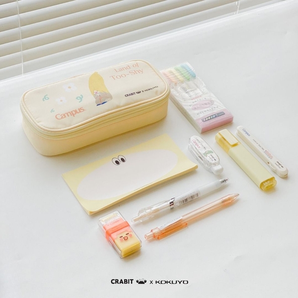 Túi Bút Viết Học Sinh Đa Năng Nhiều Ngăn Tiện Lợi In hình Crabit x Kokuyo Campus | Land of Too Shy Series