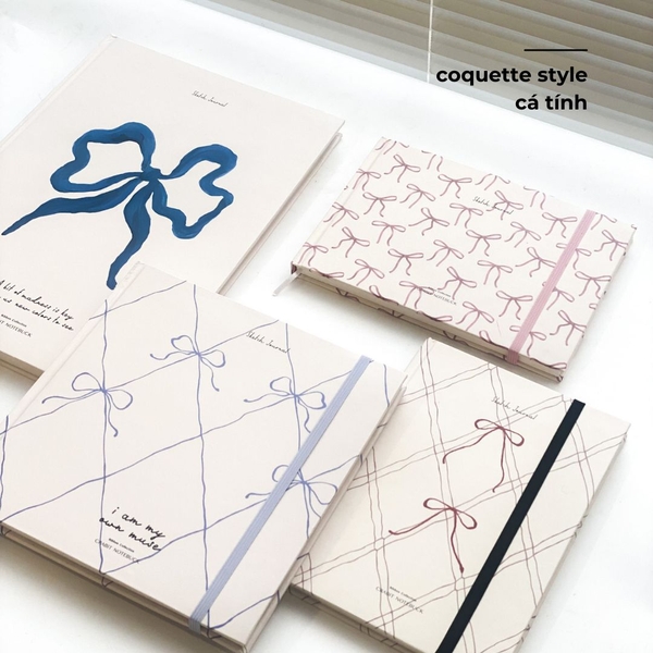 Sổ vẽ A5 sketchbook 190gsm Ribbon - Nơ hồng ngang