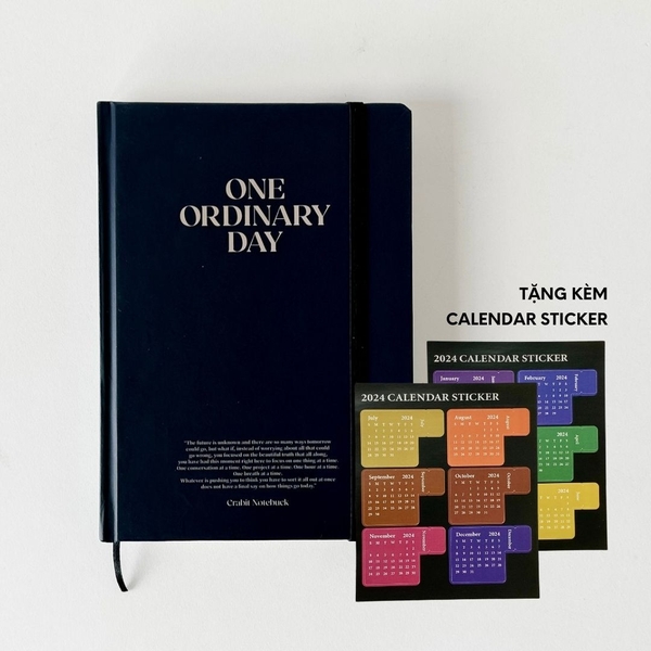 Sổ lịch 2024 planner lập kế hoạch 12 tháng Crabit One Ordinary Day - Dark Blue [Tặng kèm Sticker Calendar]