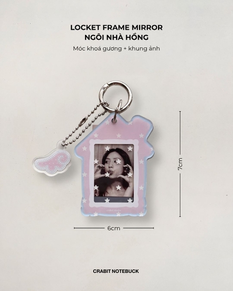 Móc khoá photo frame & gương Polka Dot Chấm bi Locket Frame Mirror