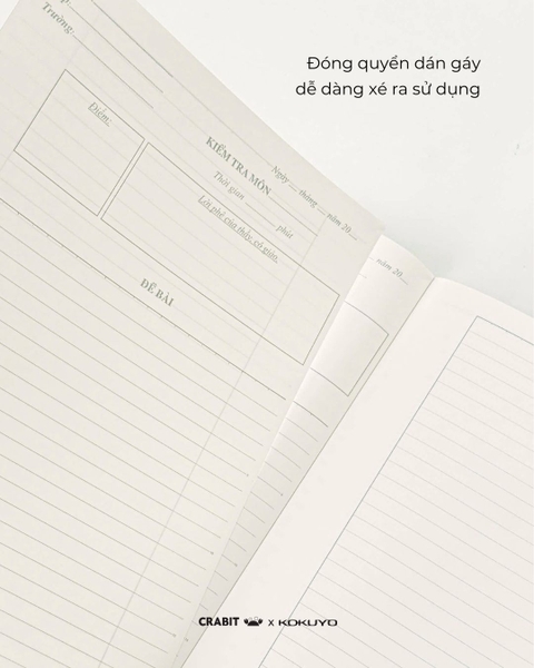 Vở giấy kiểm tra 4 ly ngang A5 đóng quyển 30 tờ đôi Crabit x Kokuyo Land of Too-Shy 2 - Bananeet