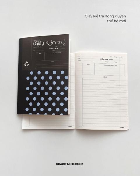 Giấy kiểm tra 15 tờ đôi Chấm bi - Xanh Đen