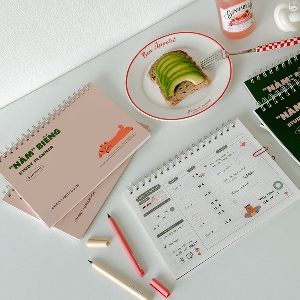 Sổ kế hoạch hoc tập Study Planner - "Nàm" Biếng Hồng